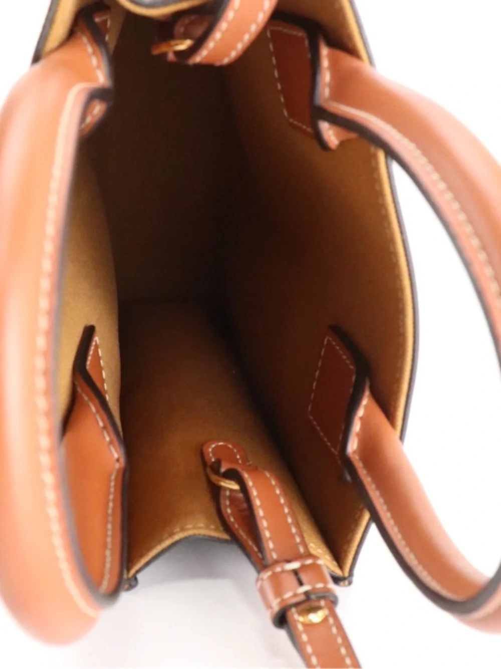 CELINE Mini Vertical Cabas Triomphe Canvas Crossbody Tan Calfskin